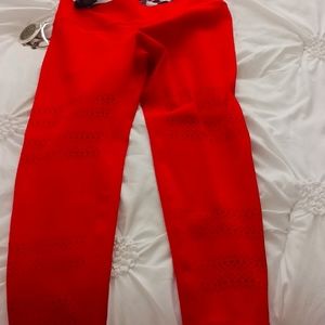 Track & Bliss Go With The Flow Laser Cut Leggings Red